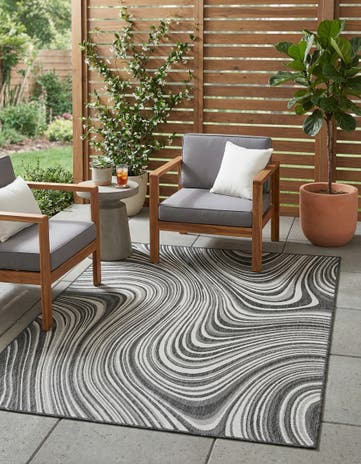 Charcoal Easy-Clean Modern Indoor / Outdoor Rug