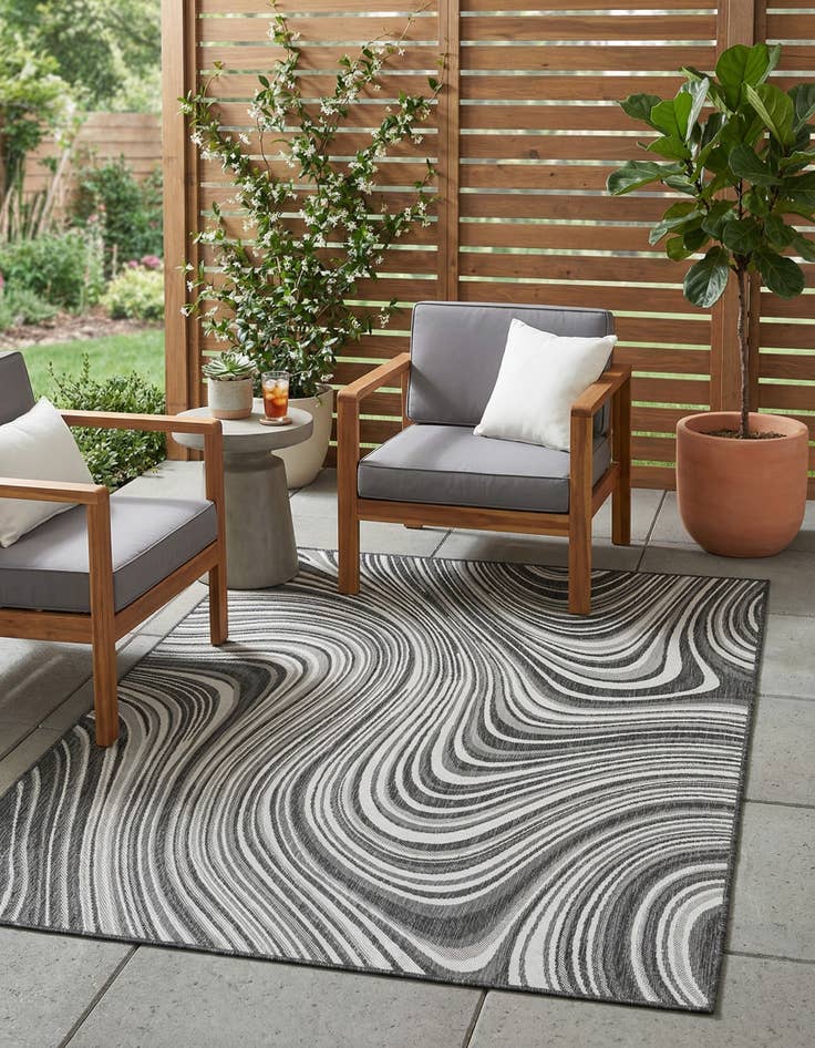Detail image of  4' x 6'  Washable Modern Indoor / Outdoor Rug