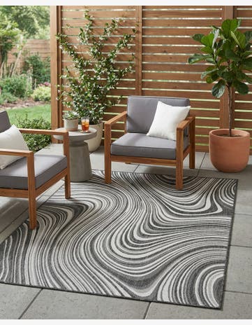 Charcoal Easy-Clean Modern Indoor / Outdoor Rug