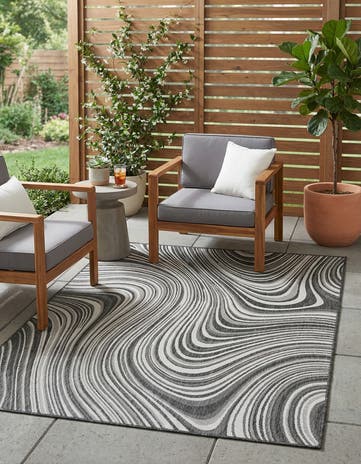 Charcoal Easy-Clean Modern Indoor / Outdoor Rug
