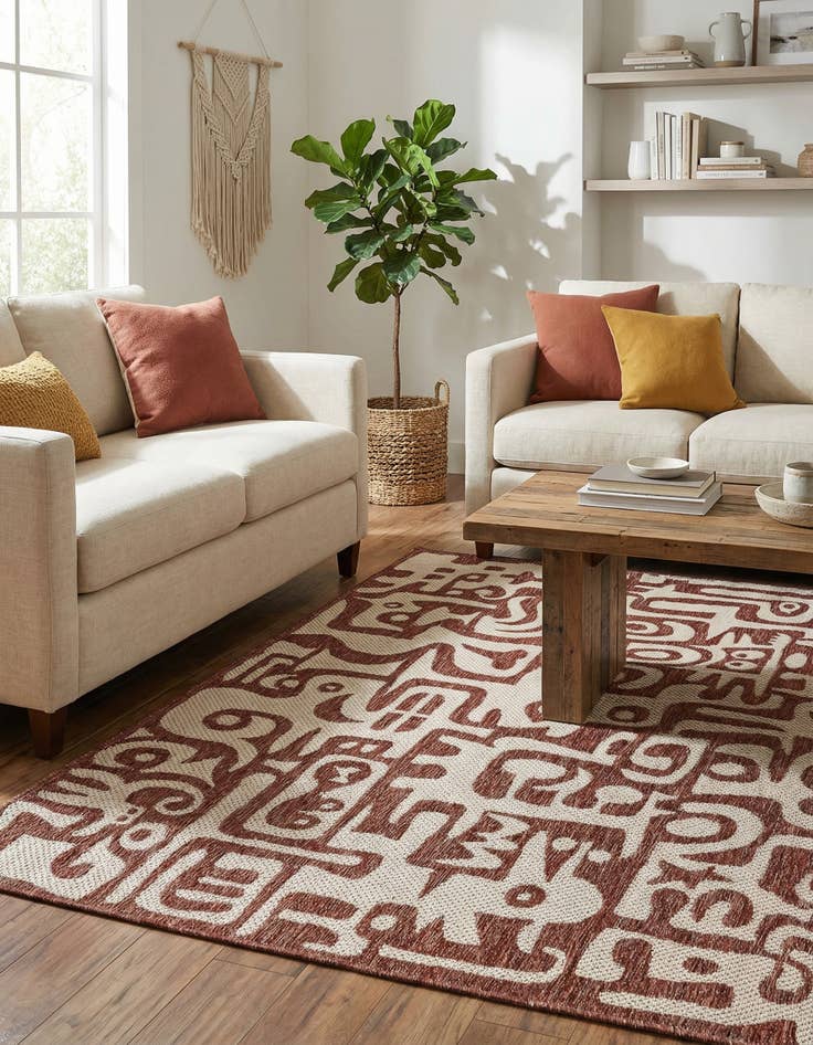 Detail image of 4' x 6'  Washable Modern Indoor / Outdoor Rug