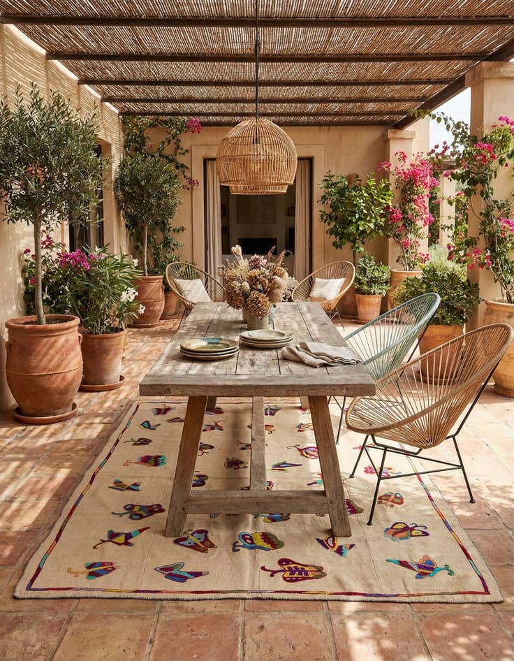 Detail image of 5' 2 x 6' 8  Hand Woven Kilim Suzani Wool Square Rug