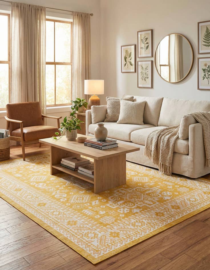 Detail image of 7' x 10'  Washable Aztec Indoor / Outdoor Rug