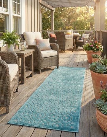 2' x 8' Easy-Clean Trellis Textured Indoor / Outdoor Runner Rug
