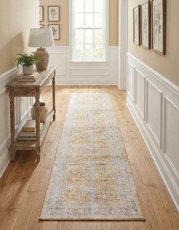 Yellow Washable Timeless Runner Rug