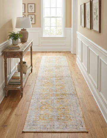Yellow Washable Timeless Runner Rug