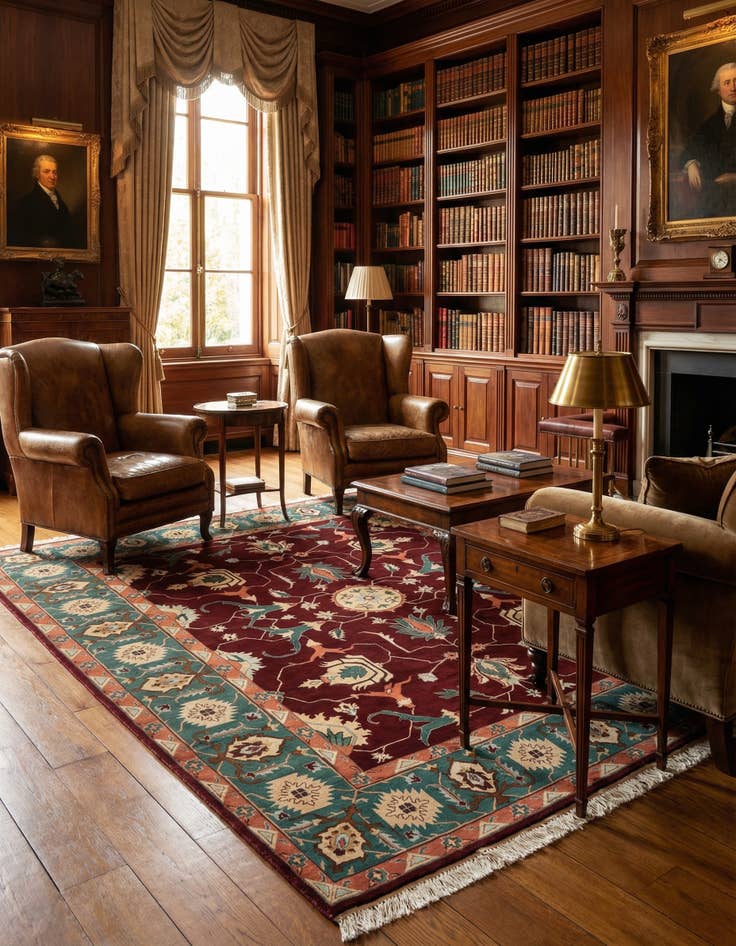 Detail image of  8' x 9' 10  Hand Knotted Indo Tabriz Wool Rug