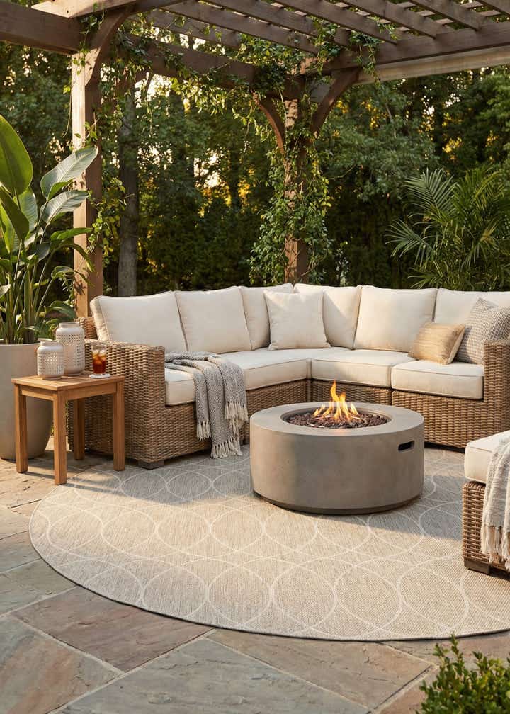 10' x 10' Easy-Clean Trellis Indoor / Outdoor Round Rug