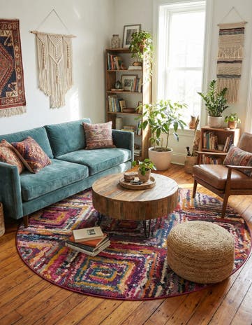 Washable Hyacinth Round Rug
