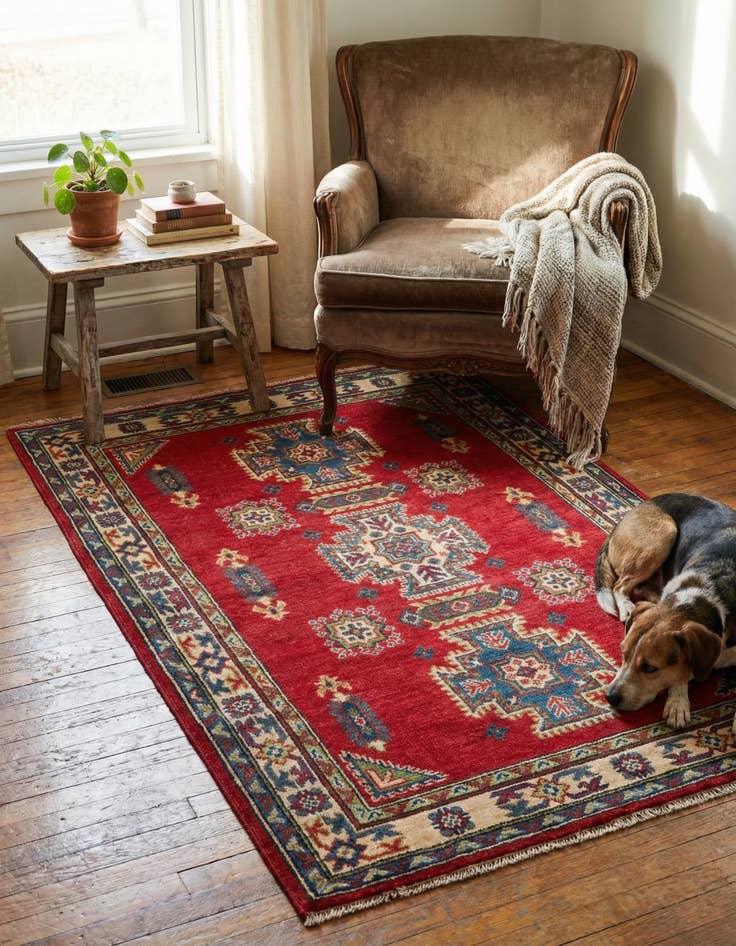 Detail image of  3' 4 x 5' 1  Hand Knotted Kazak Rug