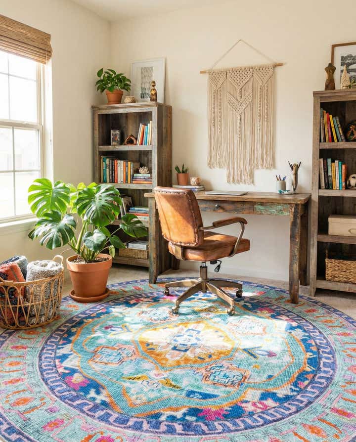 7' 7 x 7' 7 Washable Timeless Round Rug