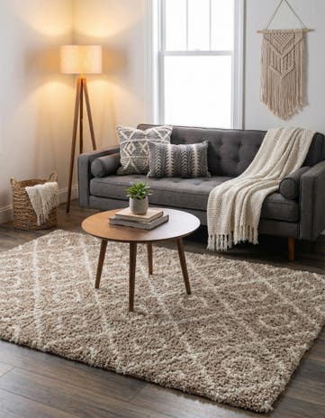Light Brown Lattice Shag Rug