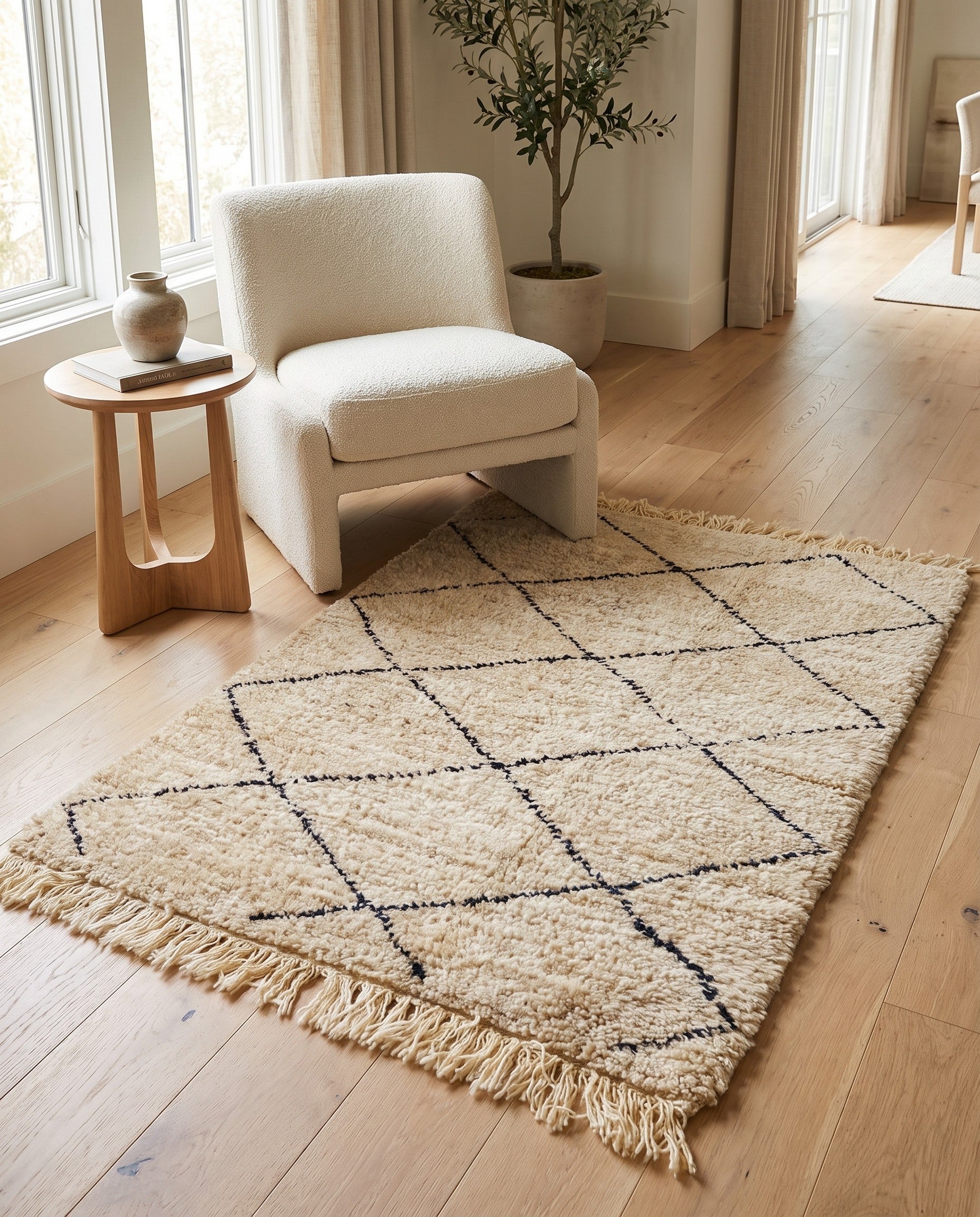 3' 10 x 5' Hand Knotted Moroccan Wool Rug