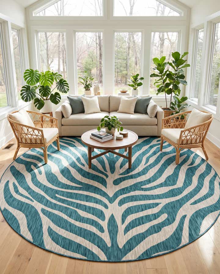 10' x 10' Easy-Clean Safari Indoor / Outdoor Round Rug