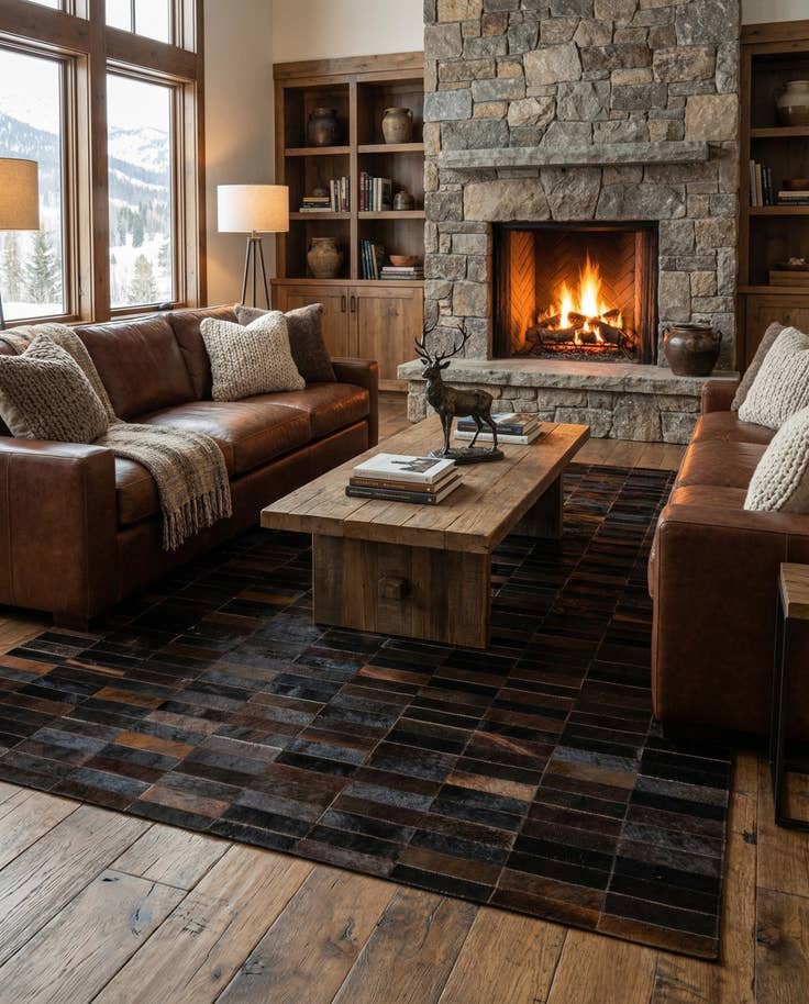 Detail image of 4' 11 x 8' 1 Cowhide - Patchwork Rug