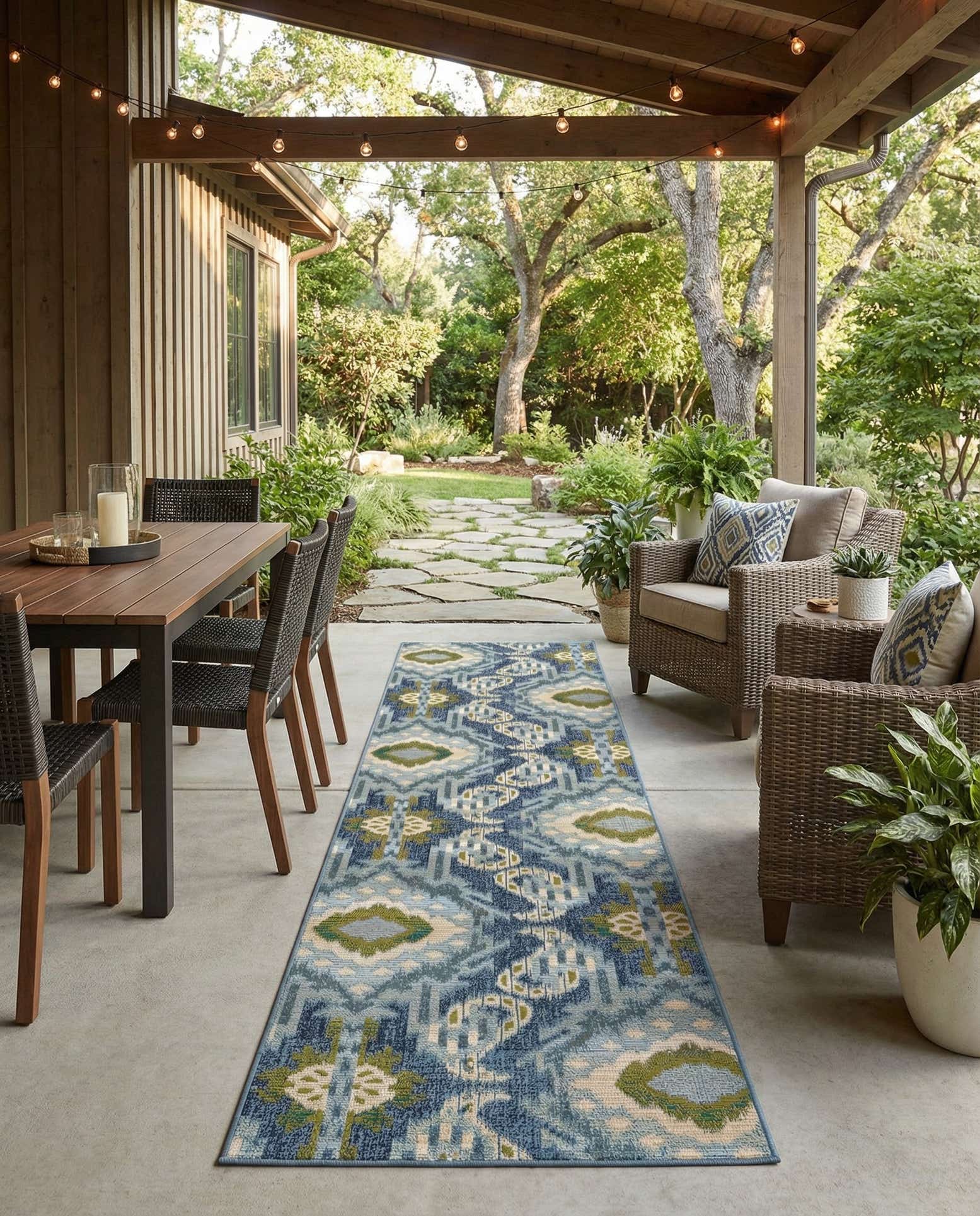 2' 7 x 10' Easy-Clean Modern Indoor / Outdoor Runner Rug