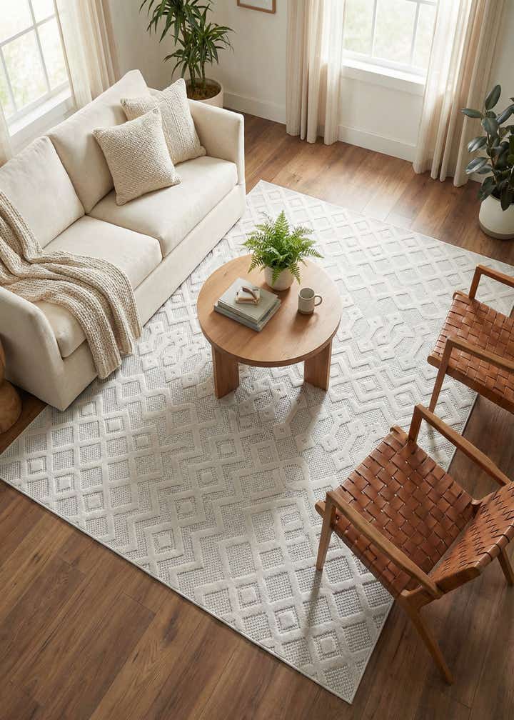 6' x 9' Easy-Clean Trellis Textured Indoor / Outdoor Rug