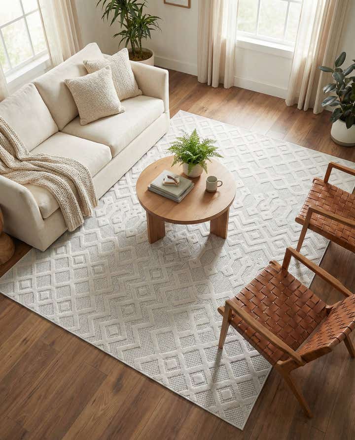 6' x 9' Easy-Clean Trellis Textured Indoor / Outdoor Rug