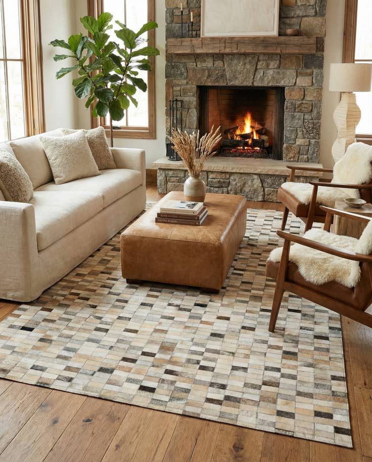 Detail image of 5' 1 x 8' 1 Cowhide - Patchwork Rug