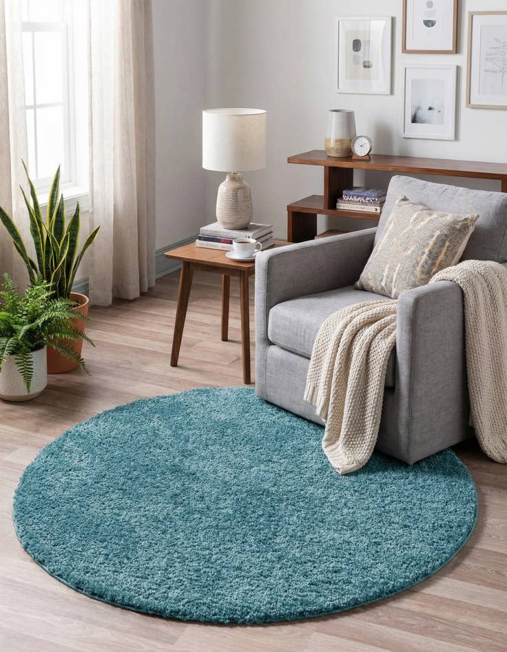 Detail image of  3' 3 x 3' 3 Soft Solid Shag Round Rug