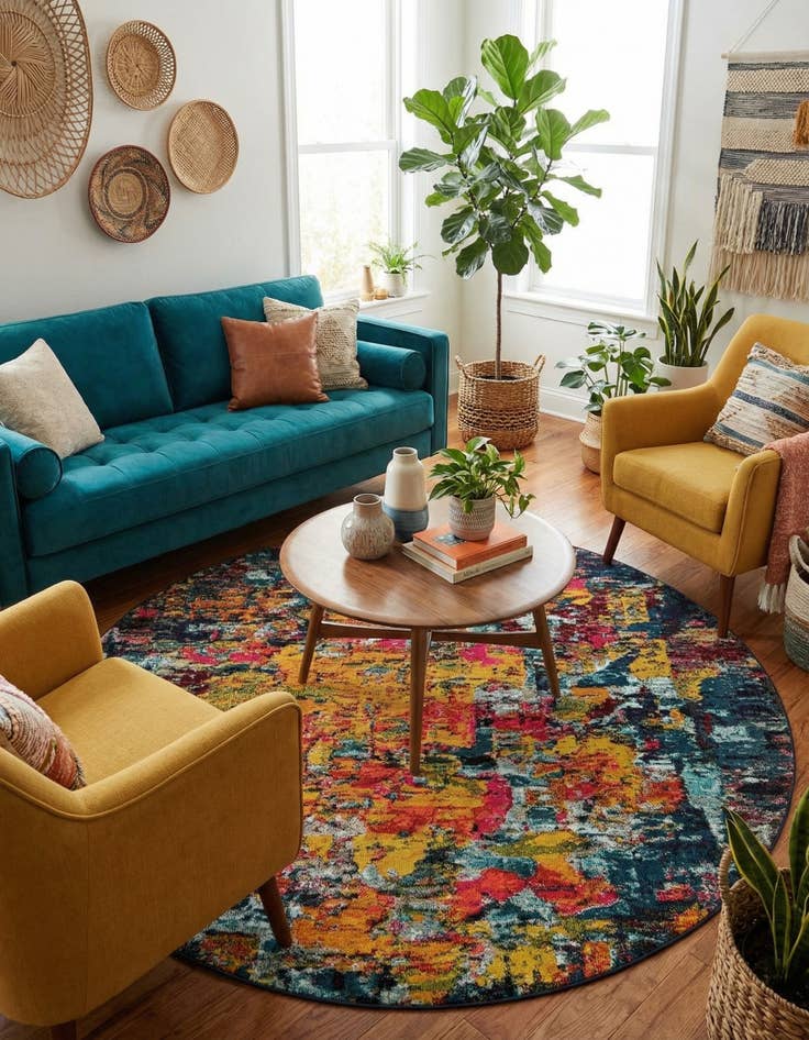 Detail image of 8' x 8'  Washable Casablanca Round Rug