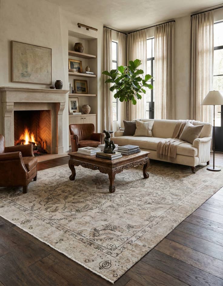 Detail image of 8' 10 x 12'  Hand Knotted Ultra Vintage Persian Wool Rug