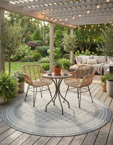 7' 10 x 7' 10 Easy-Clean Lattice Indoor / Outdoor Round Rug