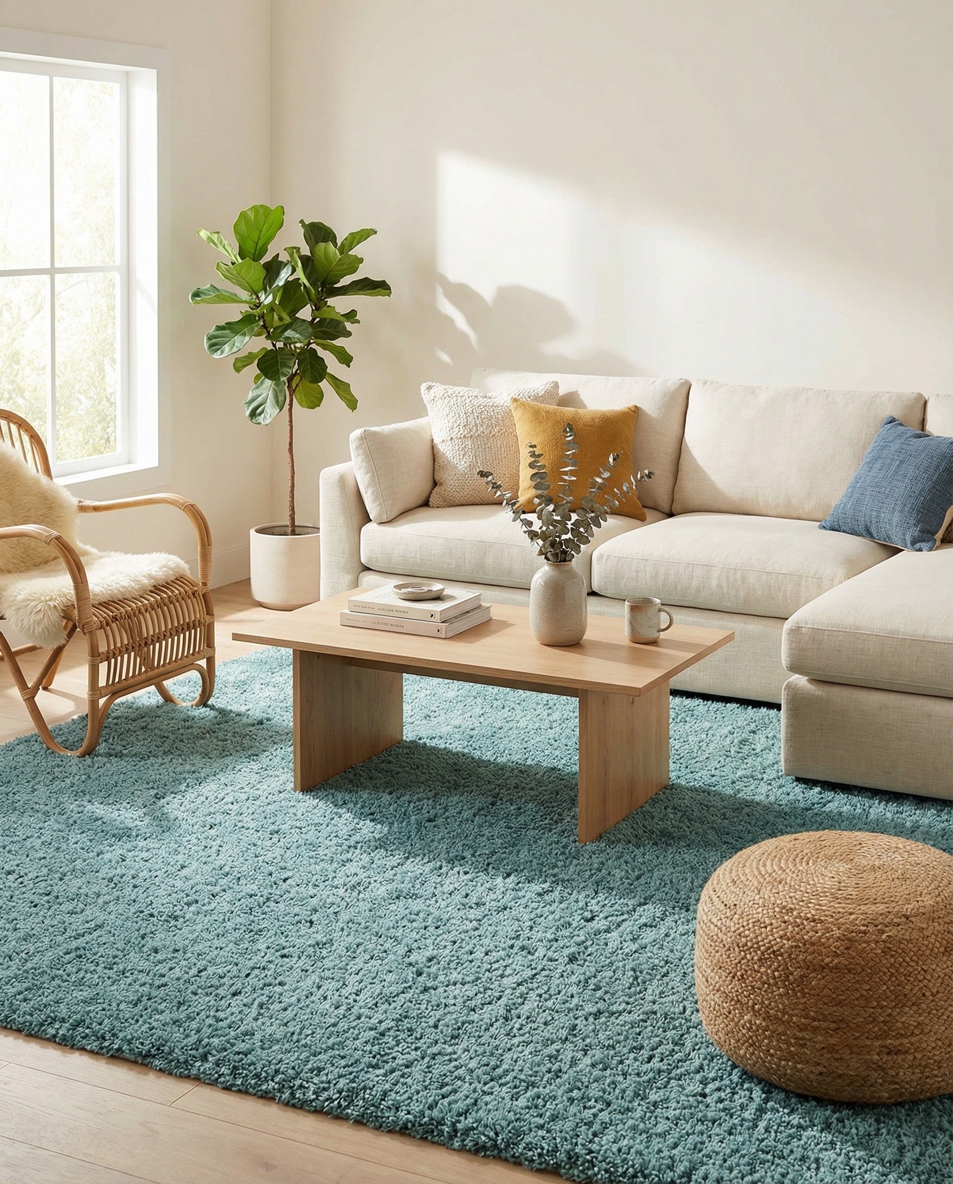 7' 10 x 7' 10 Solid Shag Square Rug