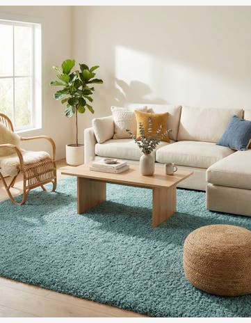 7' 10 x 7' 10 Solid Shag Square Rug