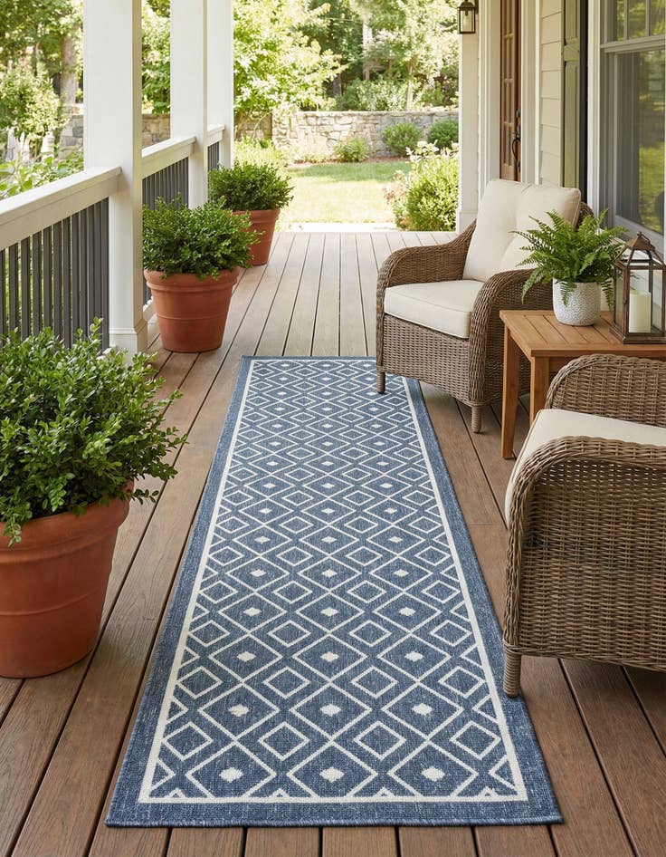 Detail image of 2' x 8' Easy-Clean Trellis Indoor / Outdoor Runner Rug