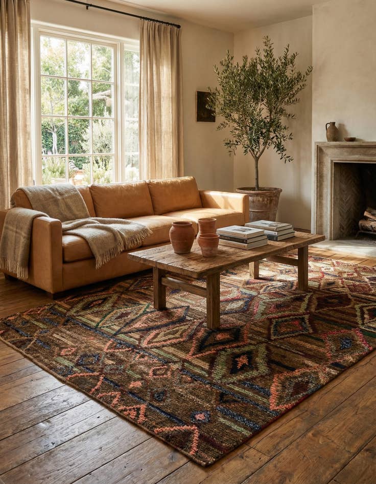 Detail image of 6' 9 x 9' 9  Hand Knotted Moroccan Wool Rug