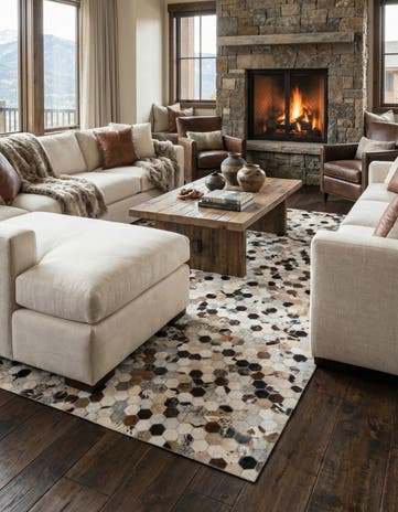 5' 2 x 8' Cowhide Leather Rug