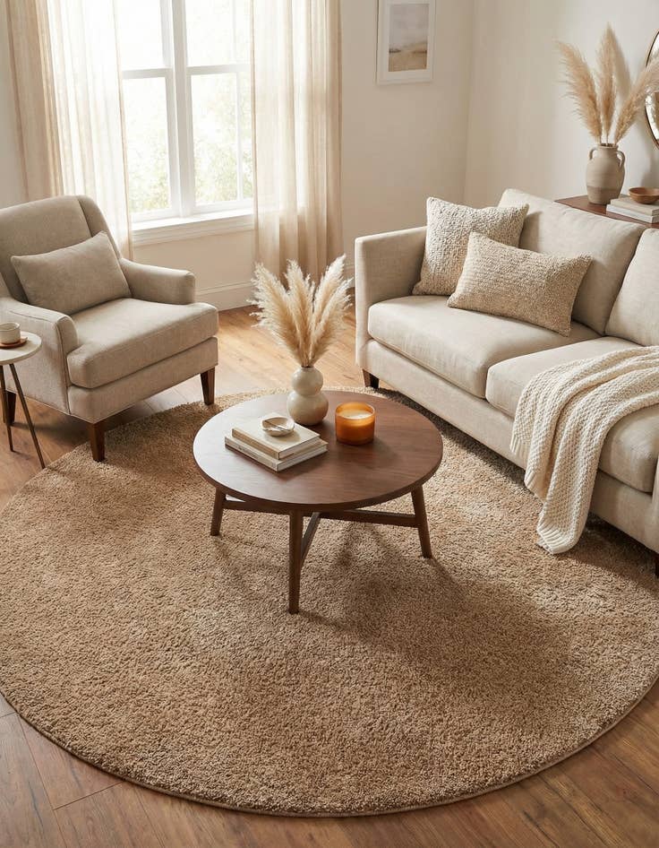 Detail image of  7' 10 x 7' 10 Solid Frieze Round Rug