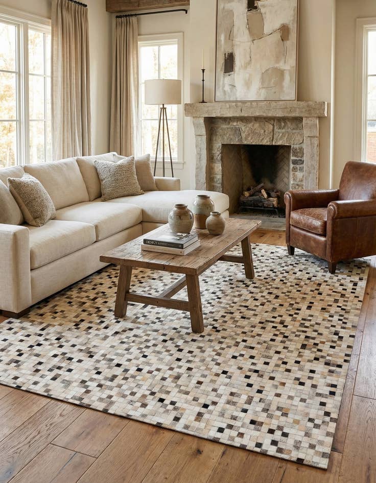 Detail image of 8' x 9' 9 Cowhide Stocks Rug