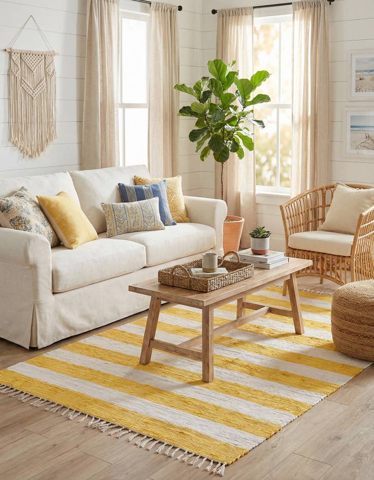 Detail image of  6' 1 x 9'  Hand Woven Chindi Rag Rug