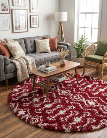 5' 3 x 5' 3 Moroccan Trellis Shag Round Rug
