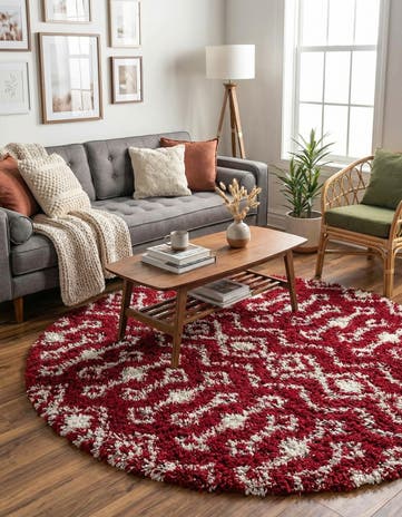 5' 3 x 5' 3 Moroccan Trellis Shag Round Rug