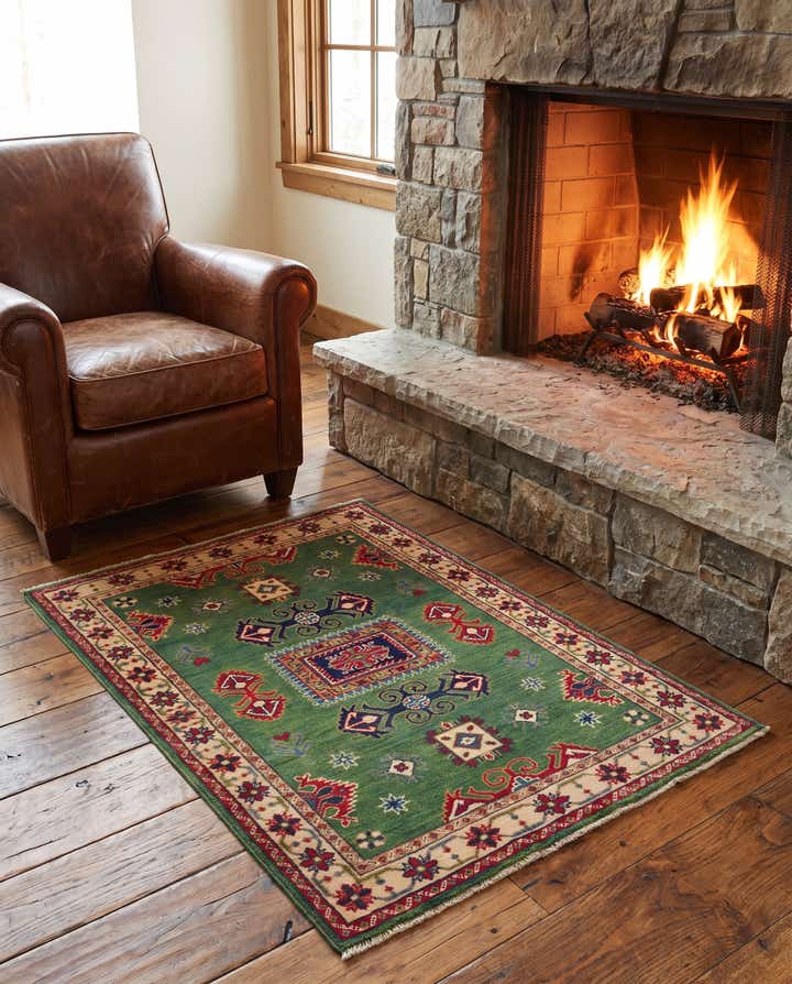 3' 3 x 4' 9 Hand Knotted Kazak Rug