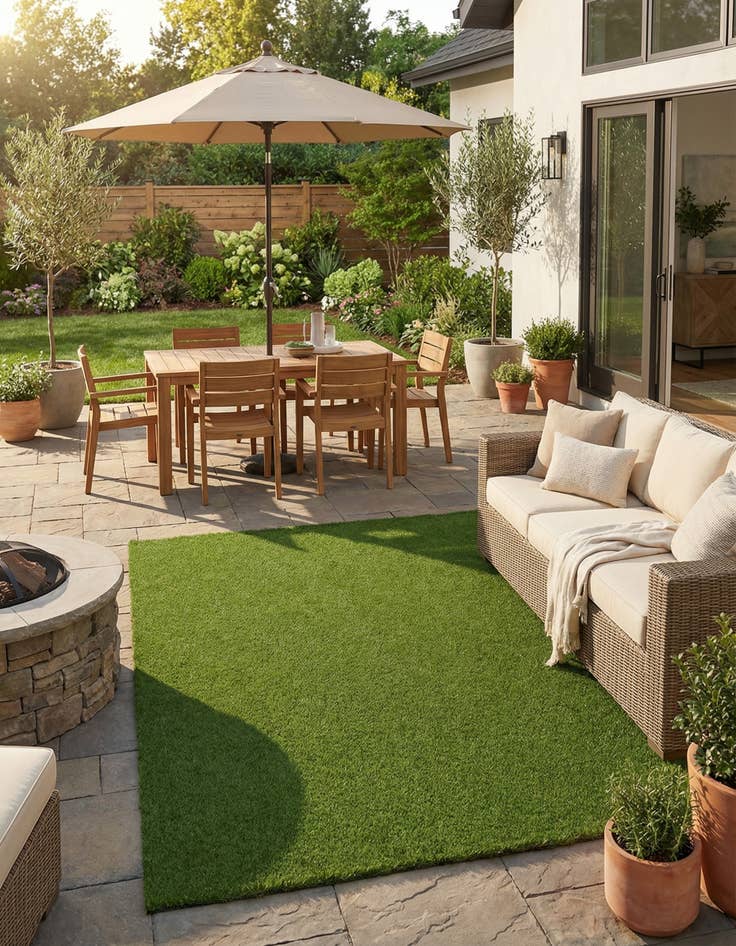 Detail image of 10' x 13' Easy-Clean Grass Indoor / Outdoor Rug