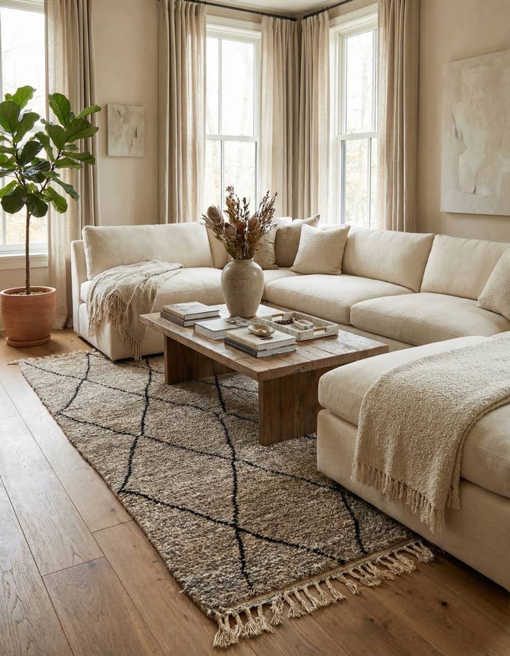 Detail image of 6' 10 x 10'  Hand Knotted Moroccan Wool Rug