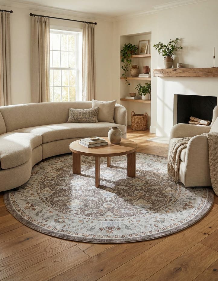 7' 10 x 7' 10 Washable Timeless Round Rug