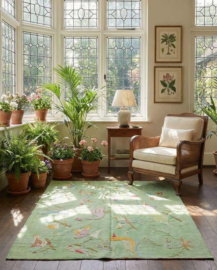 4' 2 x 5' 6 Hand Woven Kilim Suzani Wool Rug