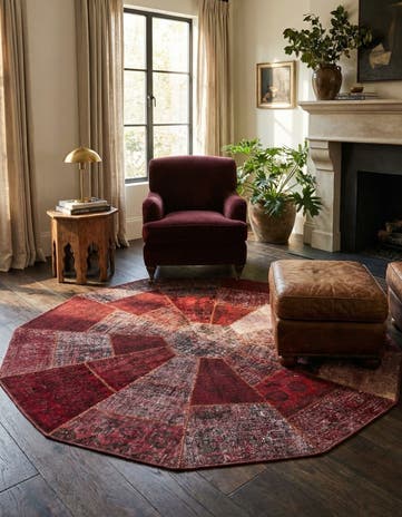 6' 10 x 6' 10 Hand Woven Ultra Vintage Wool Octagon Rug