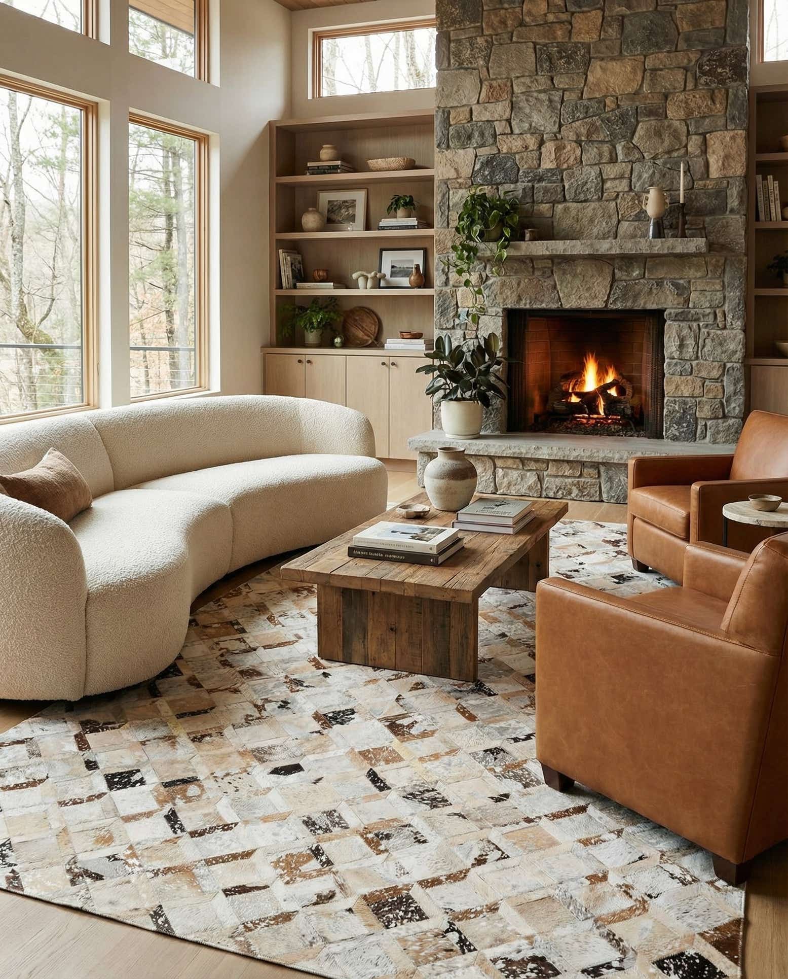 5' x 8' Cowhide Leather Rug