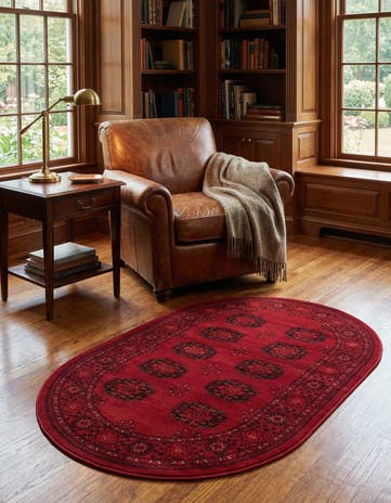 Red Bokhara Oval Rug