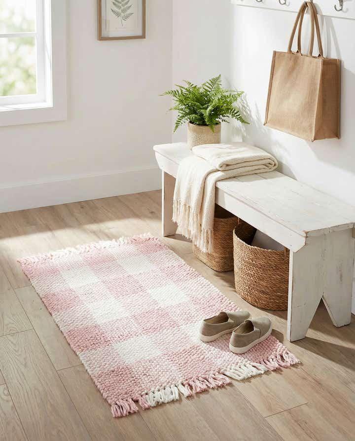 2' 2 x 3' Easy-Clean Eco Plaid Washable Indoor / Outdoor Rug