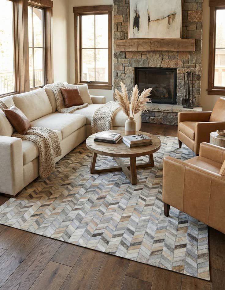 Detail image of  5' x 8' Cowhide Leather Rug