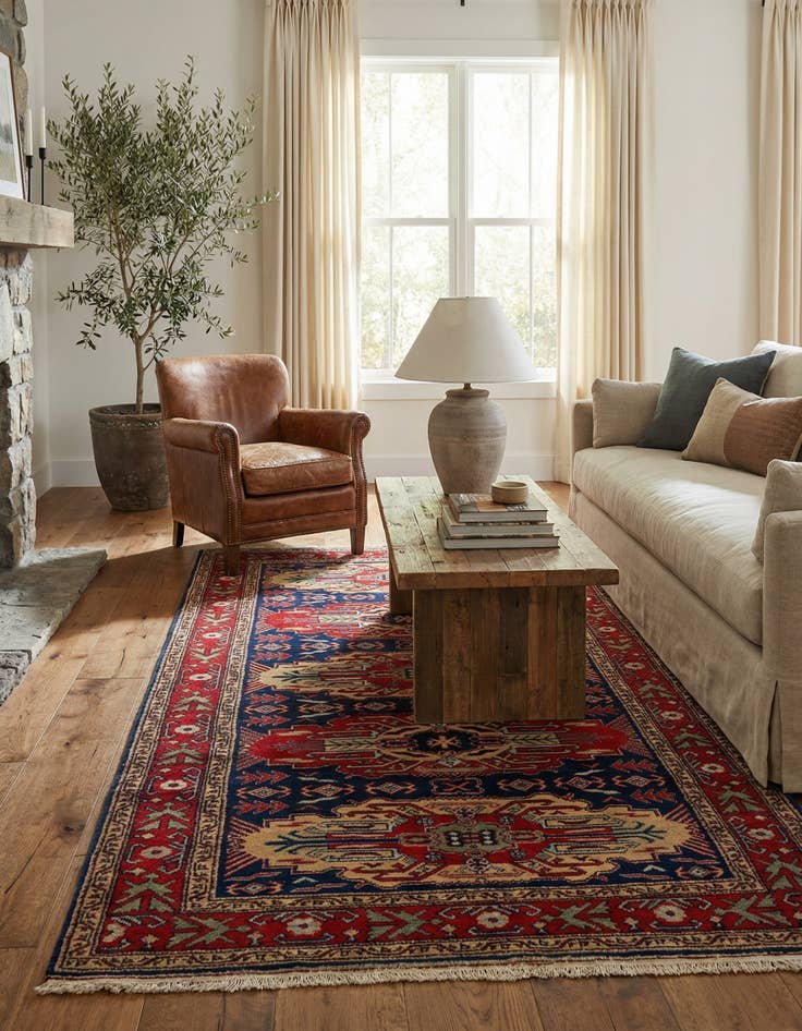 Detail image of 3' 11 x 7' 5  Hand Knotted Kazak Wool Rug