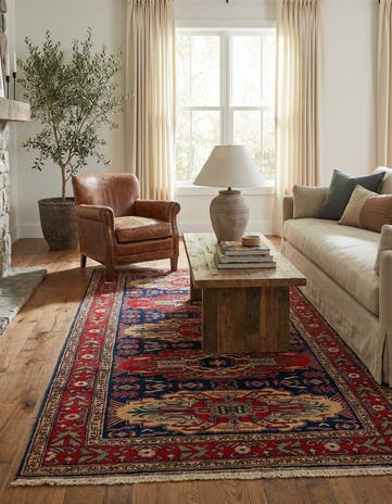 3' 11 x 7' 5 Hand Knotted Kazak Wool Rug