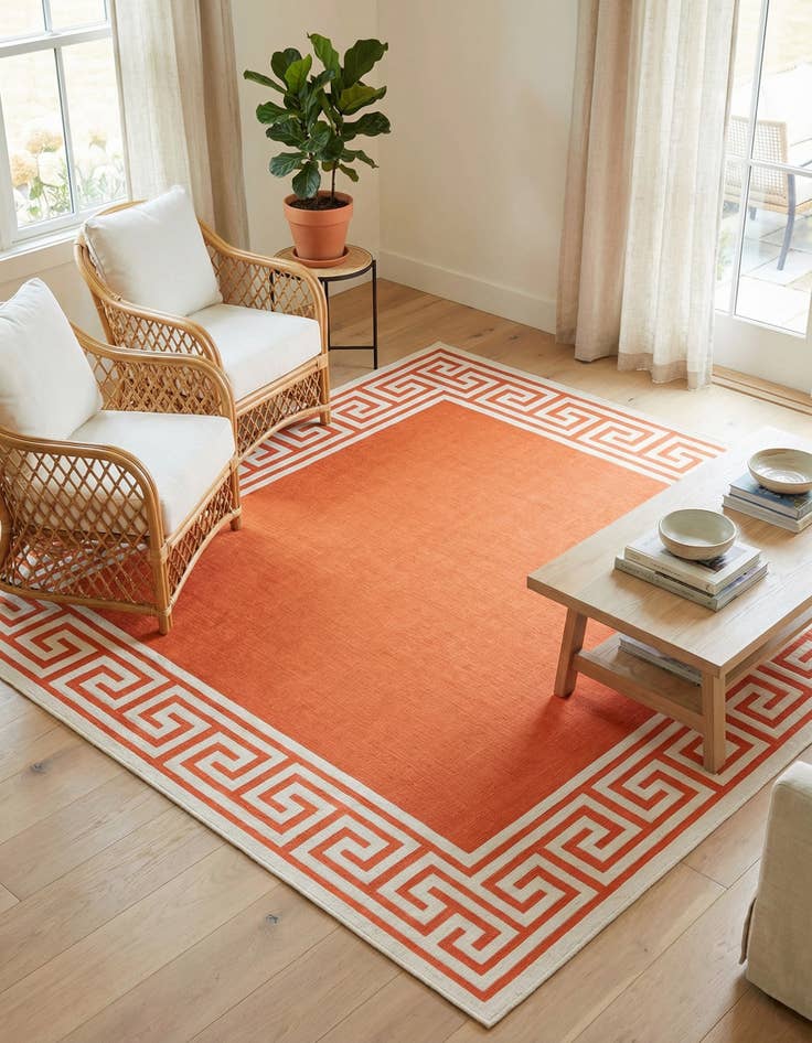 Detail image of  7' 10 x 7' 10  Washable Coastal Indoor / Outdoor Square Rug